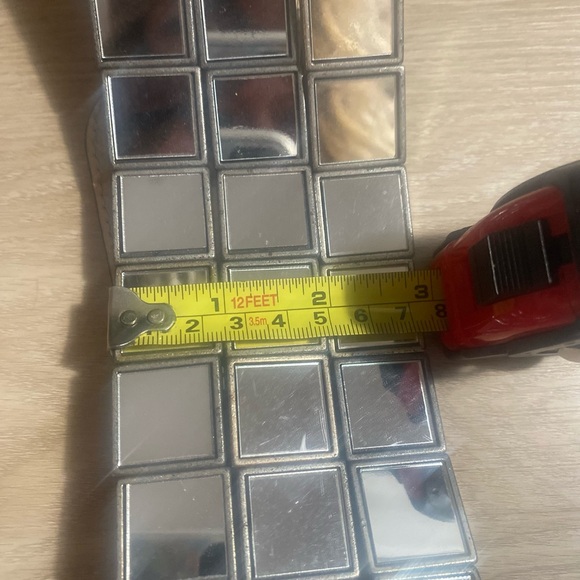 Vintage Rubik IceCube glass Mirror Suede Leather Wide statement belt Y2K RARE - Picture 13 of 14